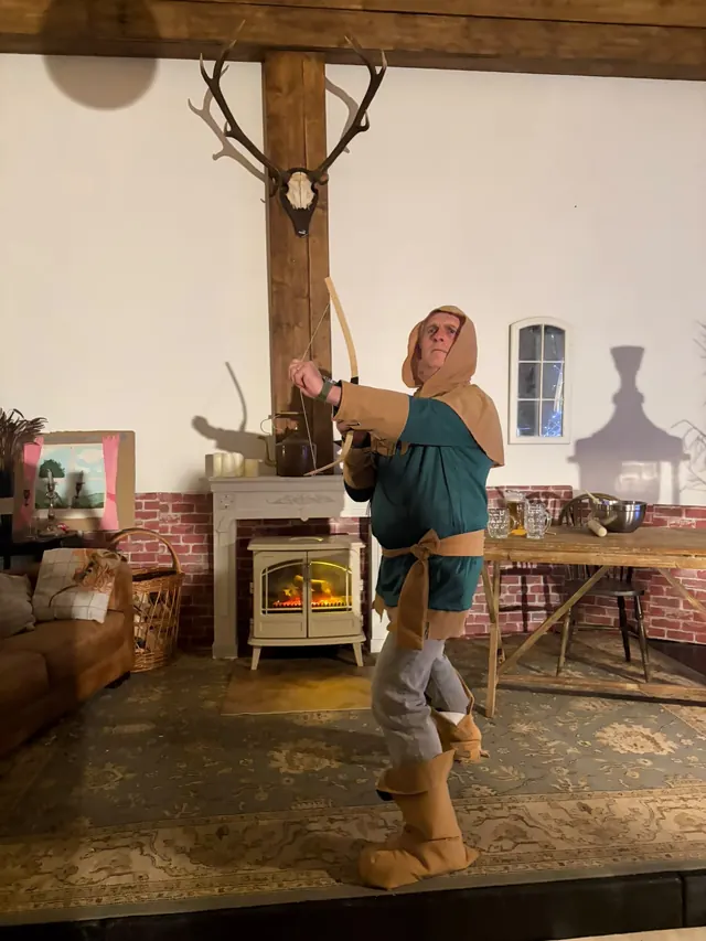 Costumed character performing on the Three Rivers stage
