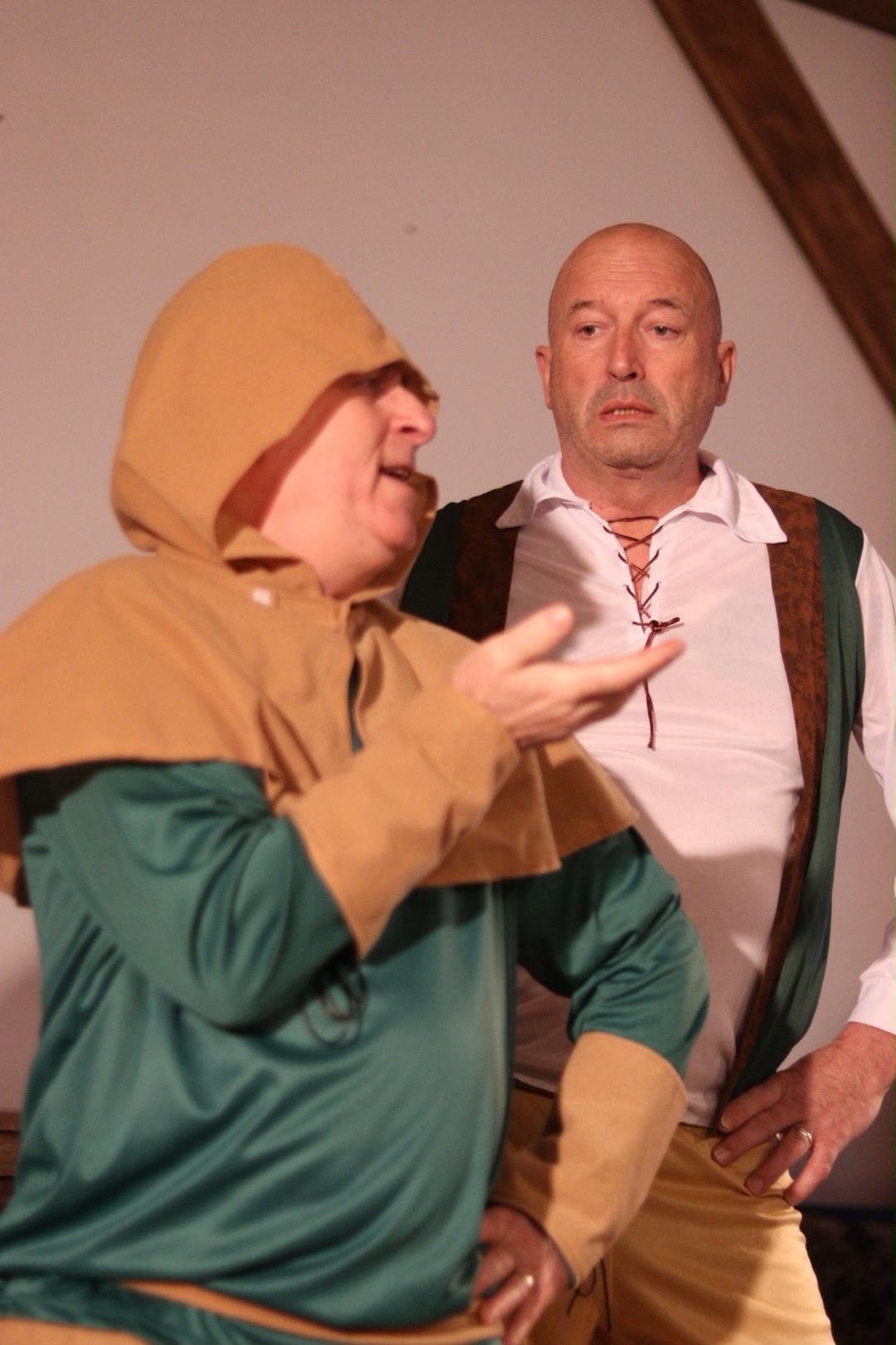 Two costumed performers in the Robin Hood production